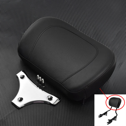 Sissy Bar Backrest Pad w/ Chrome Bracket Fit for Harley Touring FLHR FLHX 09-18 Q