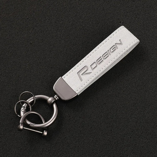Suitable for Volvo R design car keychain, automatic key ring, suede accessory, gift, white