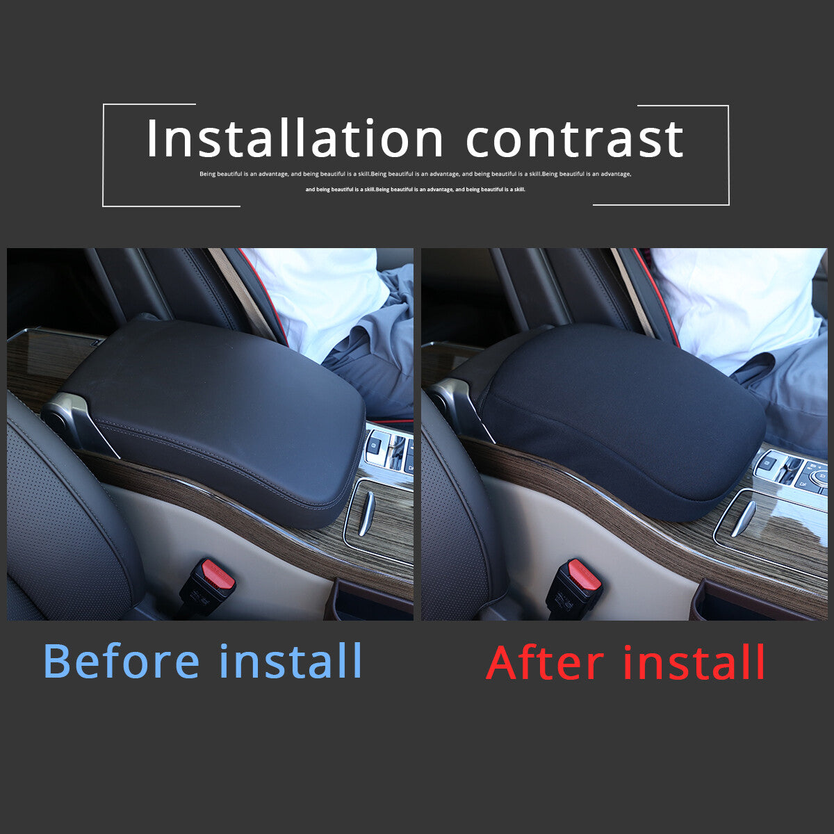 Black center console armrest cover trim available on 2013-21 for Land Rover for Range Rover Vogue- n