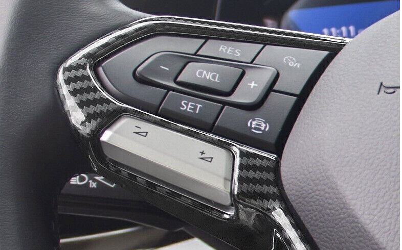 for VW Teramont Atlas 2021-23 Carbon Look Steering Wheel Button Frame Cover Trim