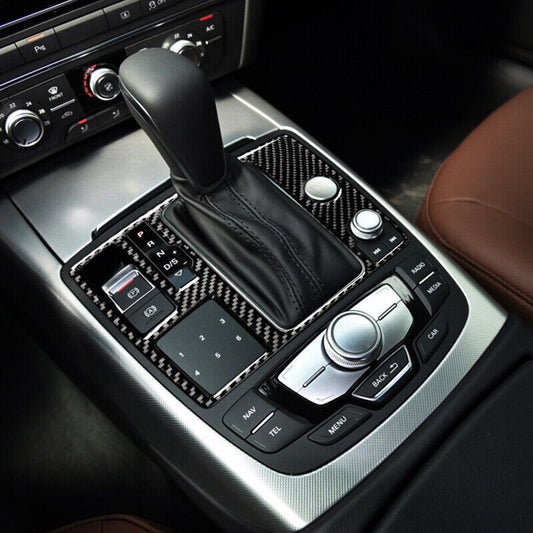 Real Carbon Fiber Car Gear Shift Panel Cover Trim for Audi for A6 A7 2012-2018 1PCS
