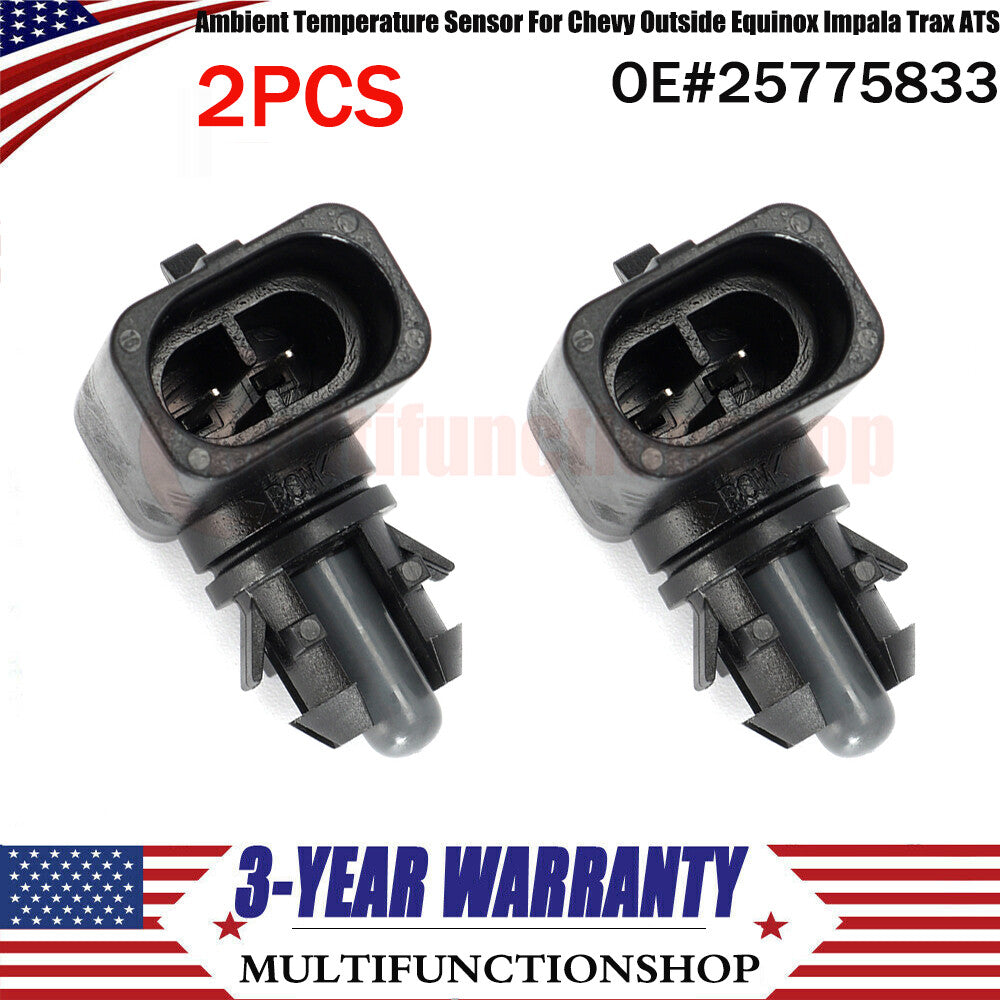 Two ambient temperature sensors, model 25775833, are compatible with for Chevrolet Outside Equinox Impala Trax ATS. Q