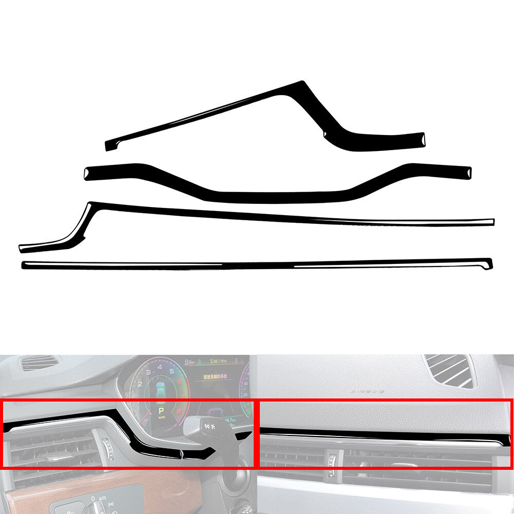 4Pcs Piano Black Dashboard Panel Cover Trim Strip for Audi for A4 for A5 S4 RS4