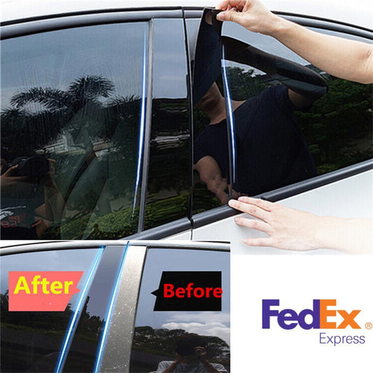 Car Door Trim B Pillar Posts Gloss Black Cover Glossy Black for FORD F150 15-21