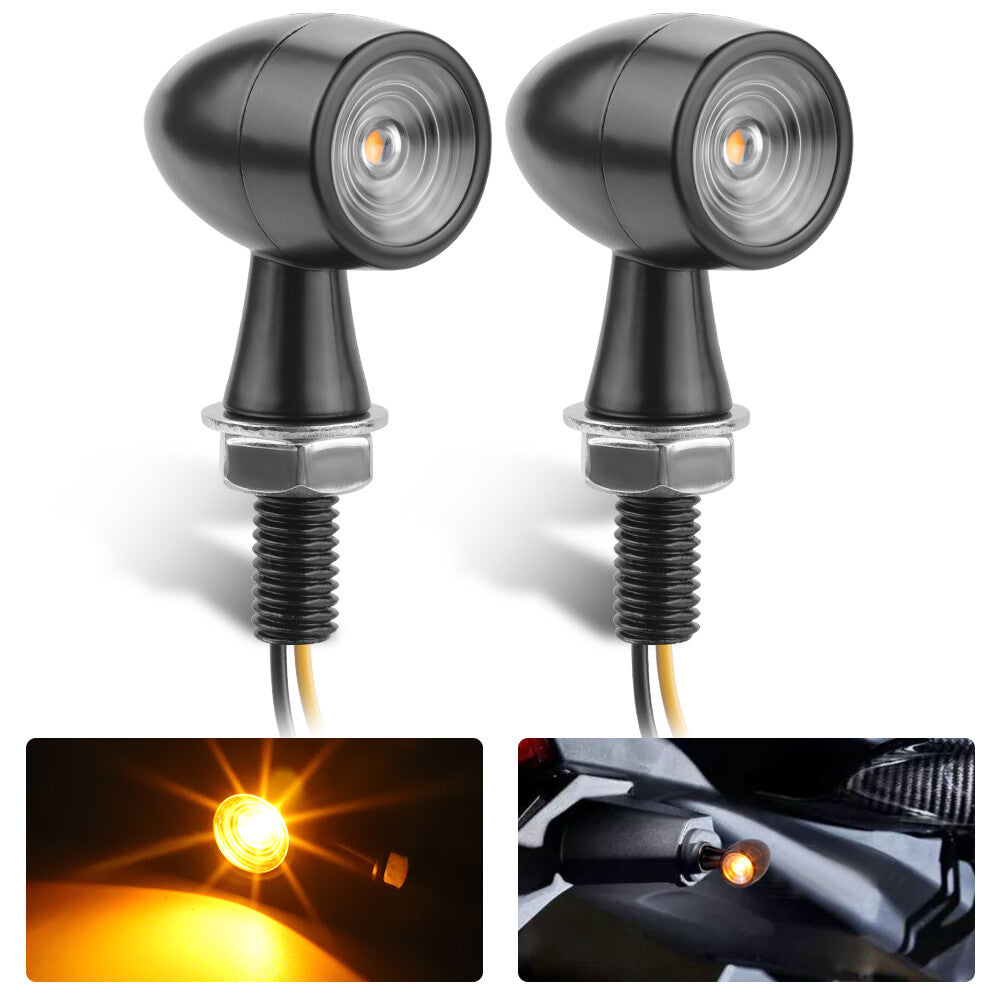 2X LED Motorcycle Turn Signals Indicator Amber Blinker Light Bullet for Mini Lamp