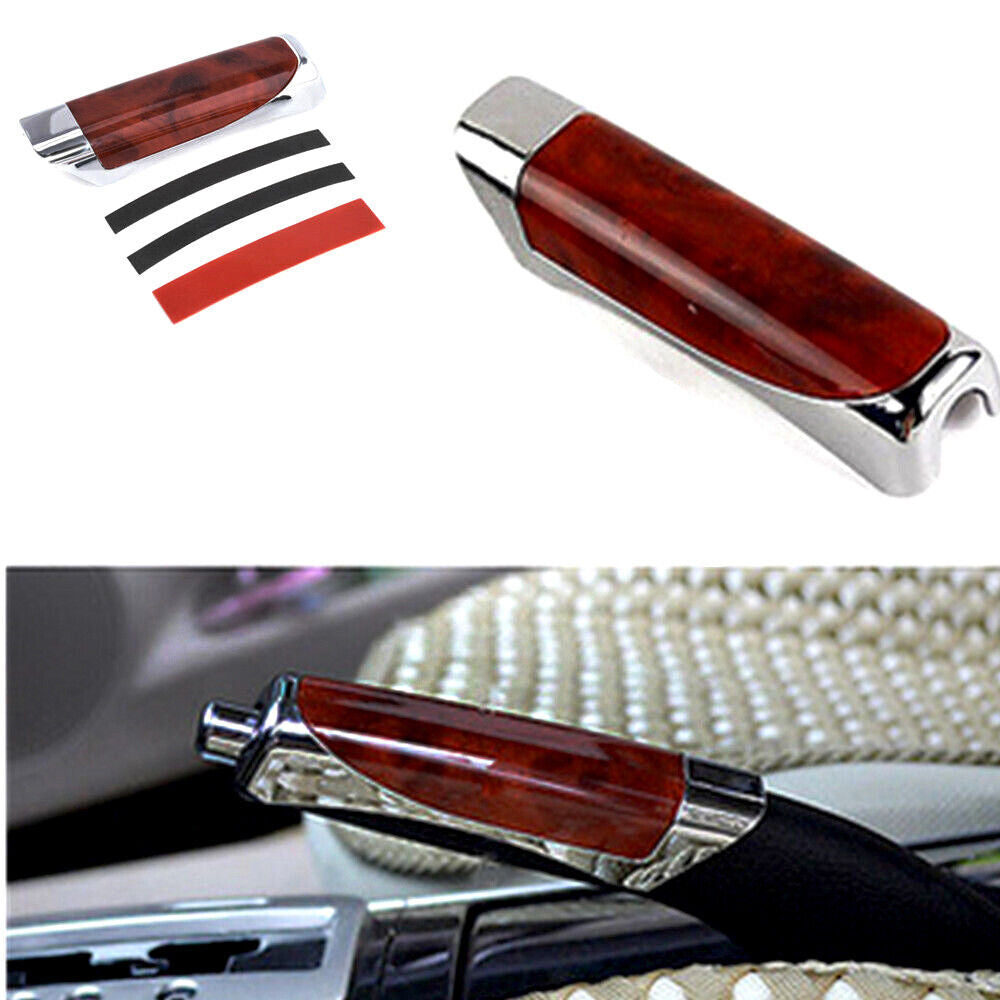 Universal carbon fiber style automatic handbrake protective cover, red - n