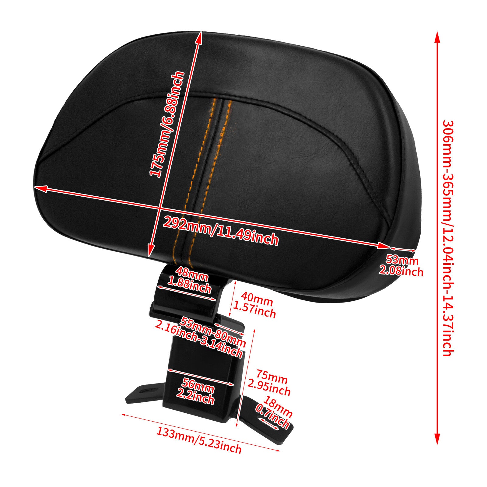 Front Driver Backrest Pad w/ Amber Cut for Harley Touring Road Electra Glide 09+