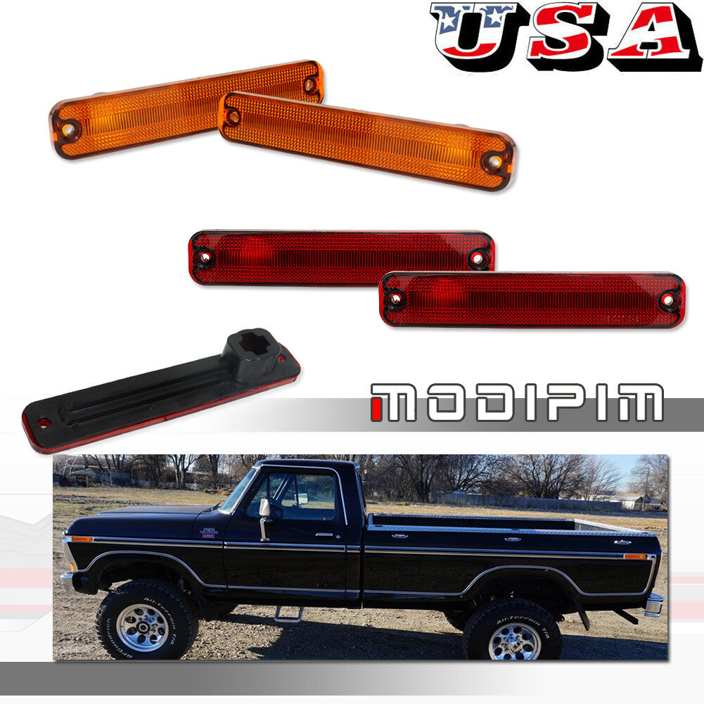 Amber Red Front and Rear Marker Light Housing for 75-83 for E-100 Econoline- v