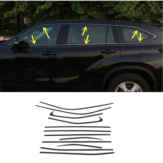 for Toyota Highlander 2020-2023 Black Steel Window Sill Molding Strip Cover Trim