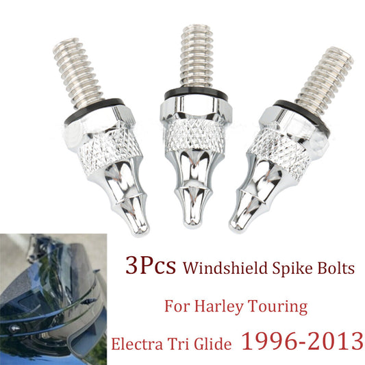 3-Piece Pack of Chrome-Plated Windshield Bolts and Screws for Halrey Touring Electra Glide 1996 - 2013 - n