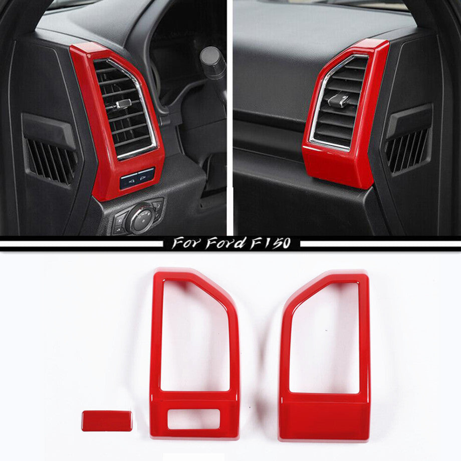 For 15-20 F150 ABS Red Interior Dash Side Air Vent Outlet Cover Trim Frame v