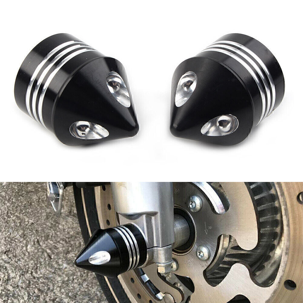 Black Thick Cut Front Axle Cap Nut Cover for Harley Electra Glide Sportster FLHX Q