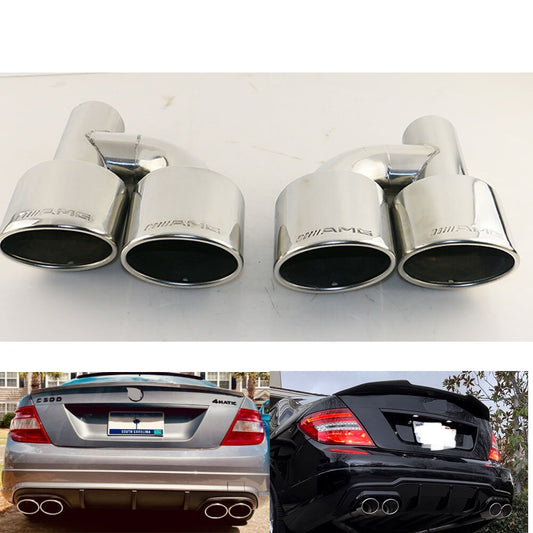 AMG H-type Style Exhaust Pipe Tip Dual Tips Fits for Mercedes-Benz C63 C300 E63