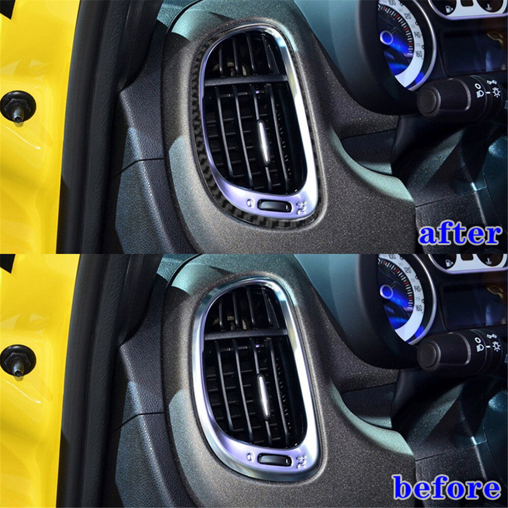 2Pcs Carbon Fiber Interior Side Air Vent Cover Trim for Fiat 500L 2014-2017