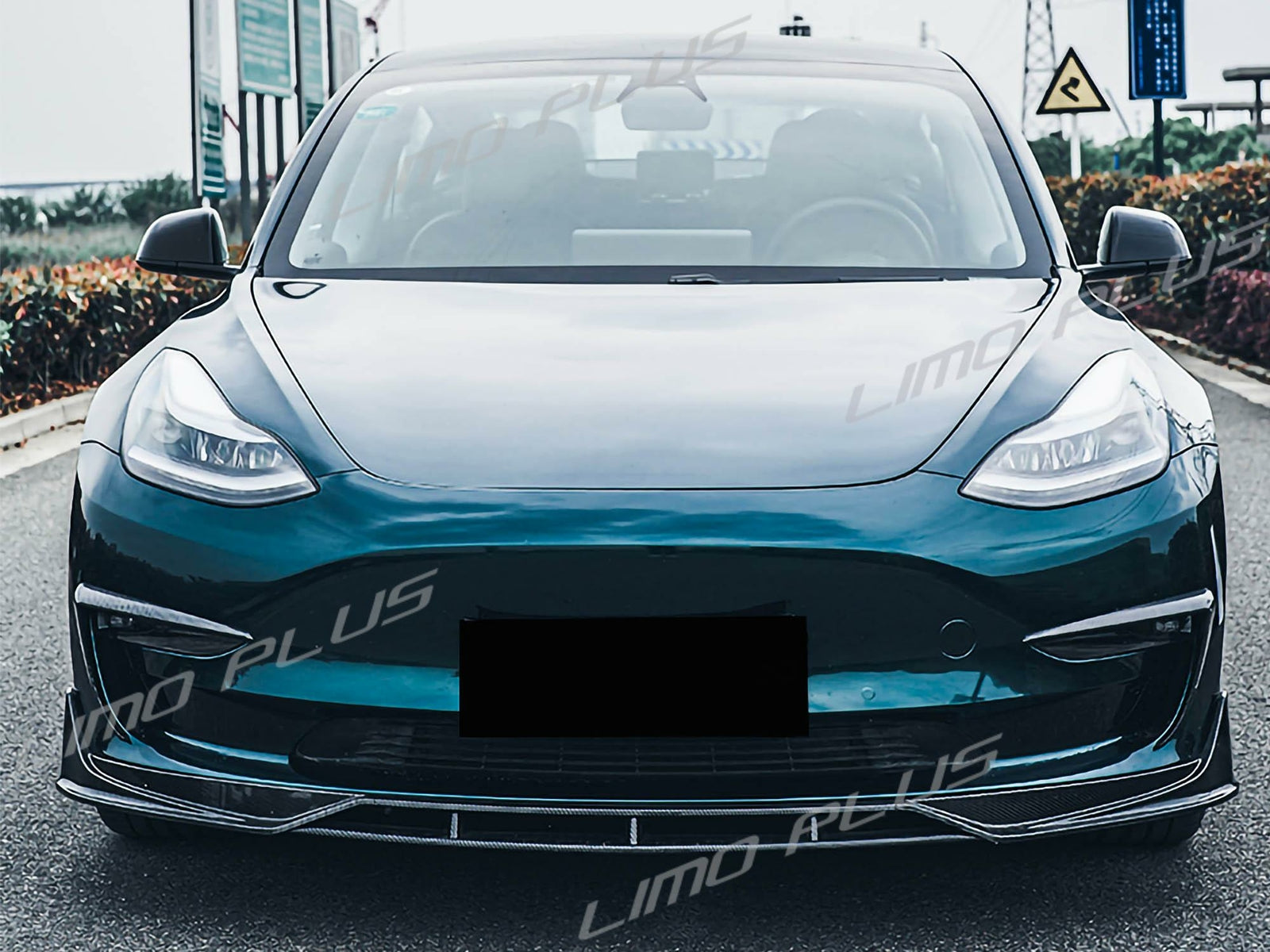 For 2017-2023 for Tesla Model 3 Cabon Fiber ABS Front Bumper Lip Spoiler Splitter Q