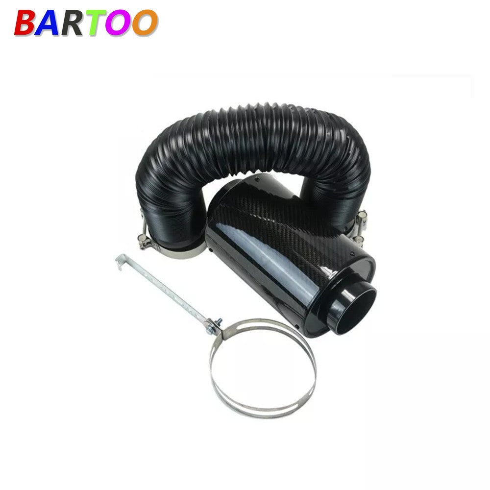 Universal Cold Feed Induction Kit  Carbon Fiber Air Intake Filter Box No Fan Q
