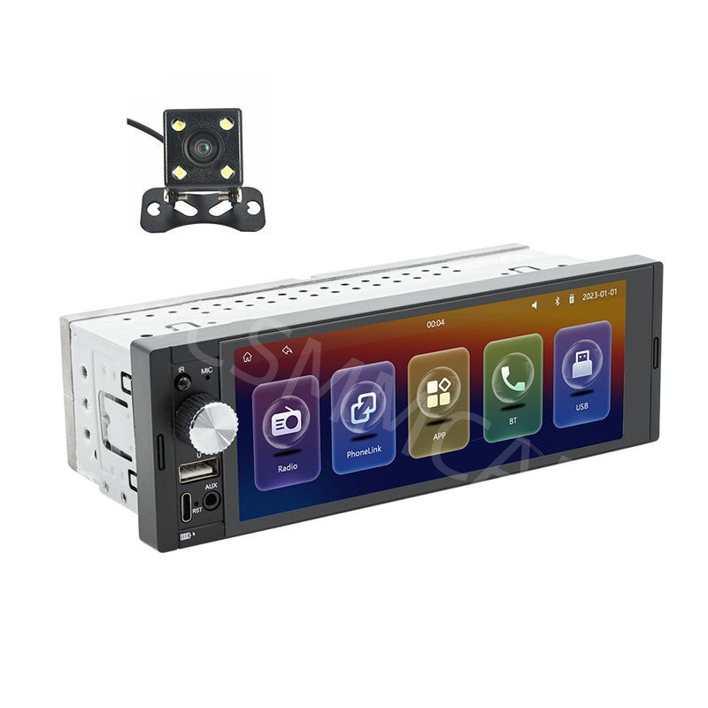 Single Din Car MP5 Player FM Stereo Radio Touch Screen Bluetooth W/Free Camera