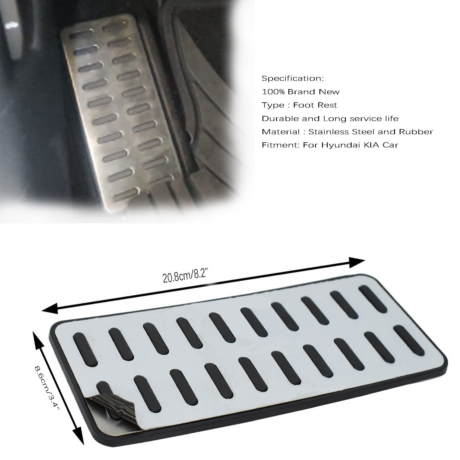 for Hyundai for KIA Foot Rest Pedal 304 SS Footrest Stainless Car Non-slip Q