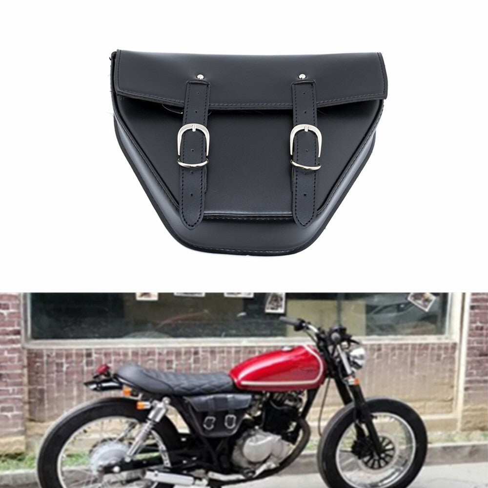 Black PU Leather Saddle Bag Luggage Tool Side Bag for Honda Cafe Racer Custom Q