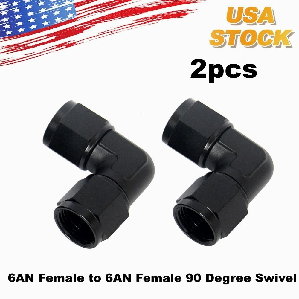 6AN Female to Female Coupler Union 90 Degree Airline/Fuel Line Hose Adapter