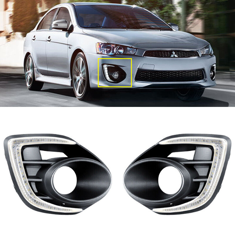 A pair of LED daytime running lights and fog lights are suitable for Mitsubishi Lancer 2016-2018.