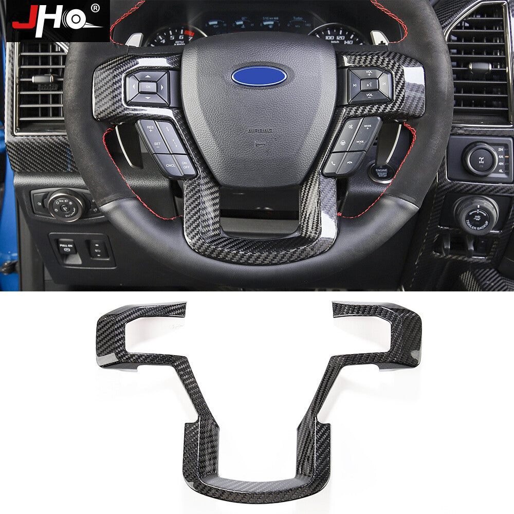 Real Carbon Fiber Steering Wheel Panel Cover Trim for Ford F150 2017-2019