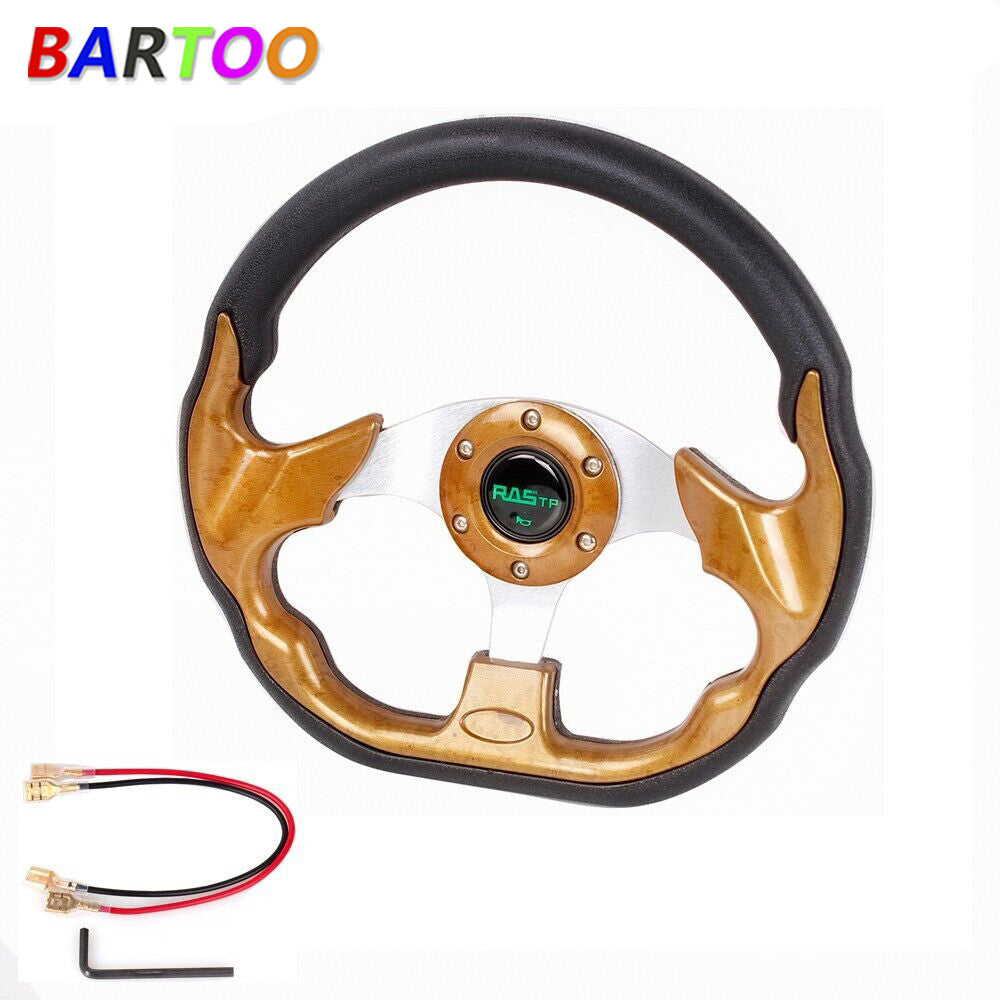 13 Universal Mahogany Auto Car/ for Golf Cart Steering Wheel with Horn Button