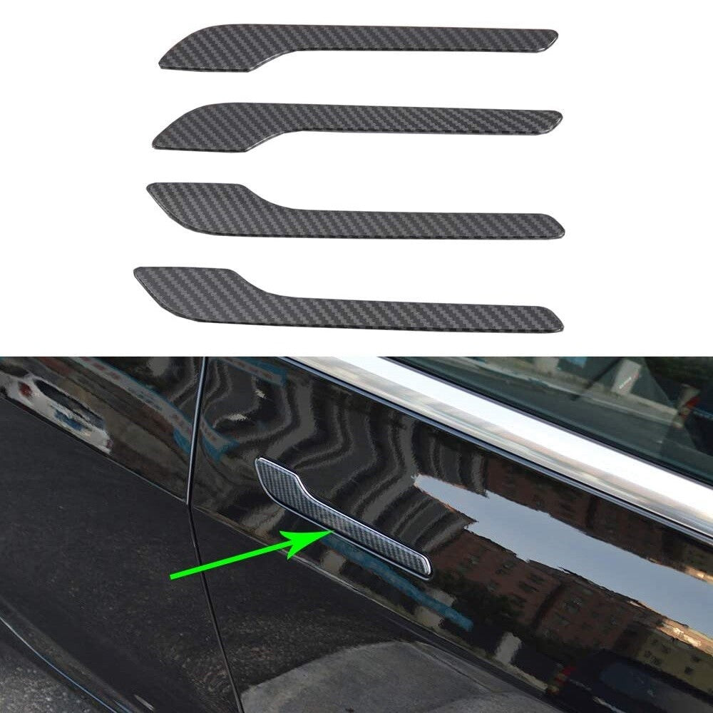 for Tesla Model 3 Y Accessories Carbon Fiber Door Handle Cover Protector Sticker Q