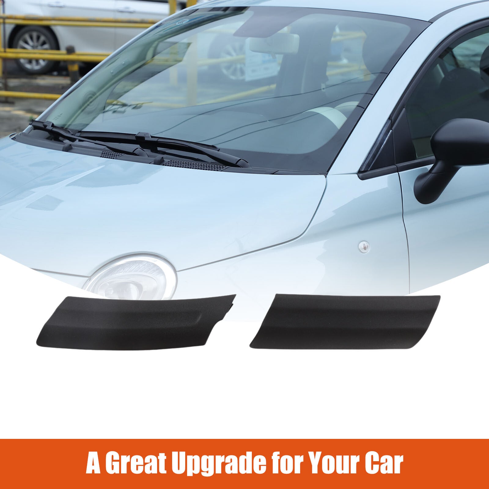 2-Pack Black Scuttle Panel Cover for Fiat 500 2007-2015 (Black) n