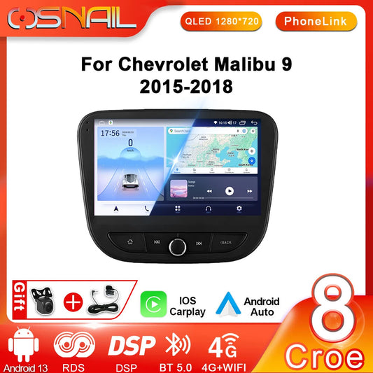 for Chevrolet Malibu 9 Car Video Player GPS Navi Carplay Stereo 4G Android Radio