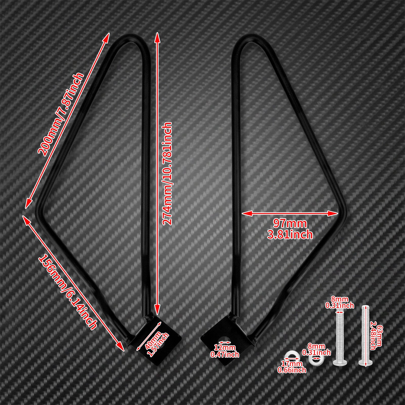 Black Saddle Bag Support Bars Mount Bracket Fit for Harley Sportster XL 883 Dyna