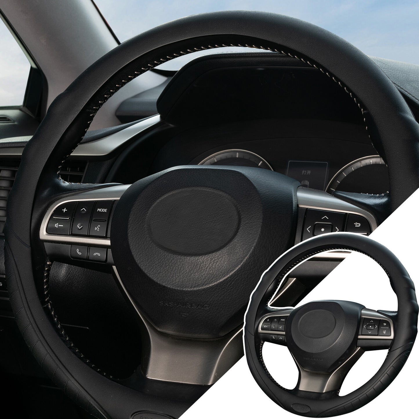 Car Silicone Steering Wheel Cover Golve Auto Car Non-slip Leather Universal Q