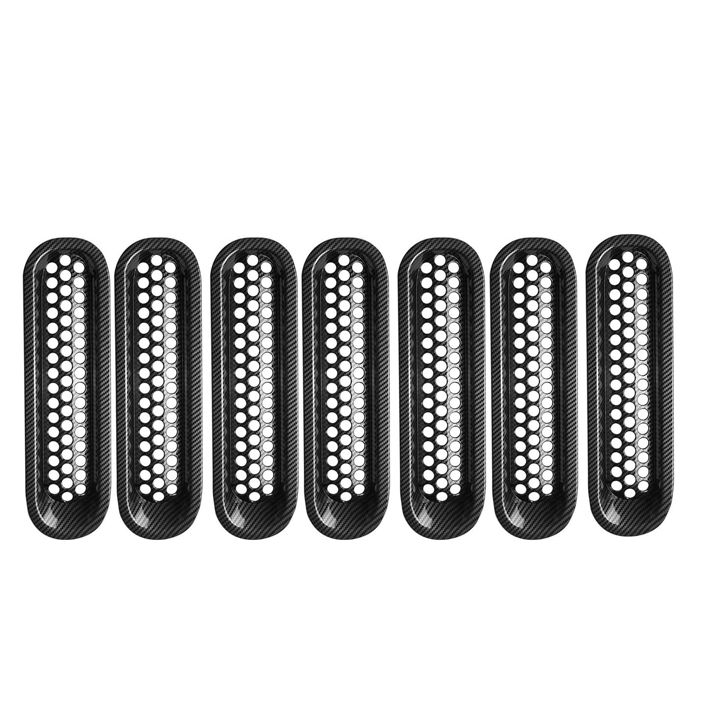 7PCS Front Grill Mesh Insert Clip-in for Jeep for Wrangler JK 2007-2017 Carbon Fiber