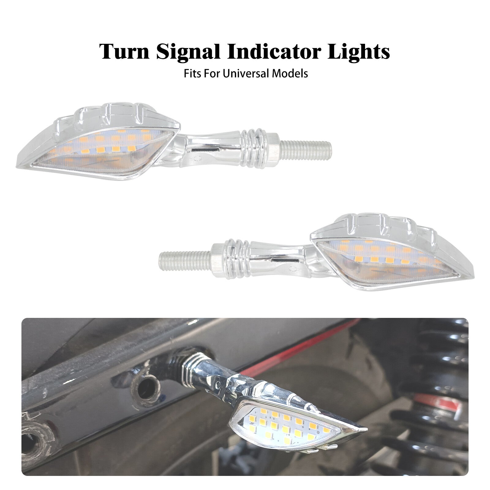 2x Chrome for Mini Skull Amber Yellow Turn Signal Light For Universal 8mm Motorcycle Q