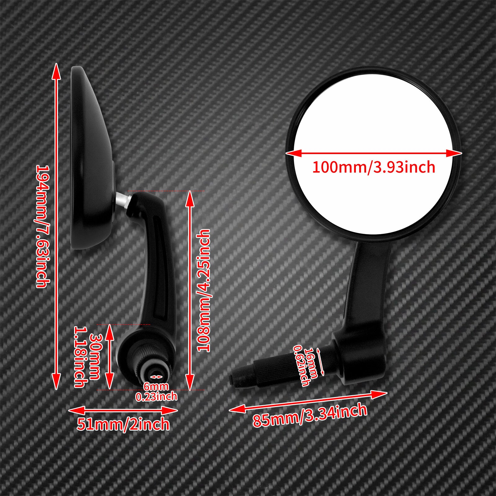 7/8 22MM Motorcycle Handle Rearview Bar End Mirrors Fit for Harley Cafe Racer