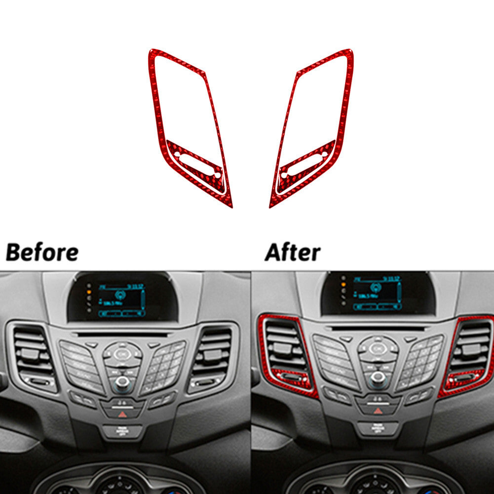 Red Carbon Fiber Console Air Vent Outlet Cover Trim For M-class v