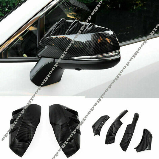 6P Carbon Fiber Rearview Mirror Cover Strip Trim for Toyota Highlander 2020-2023