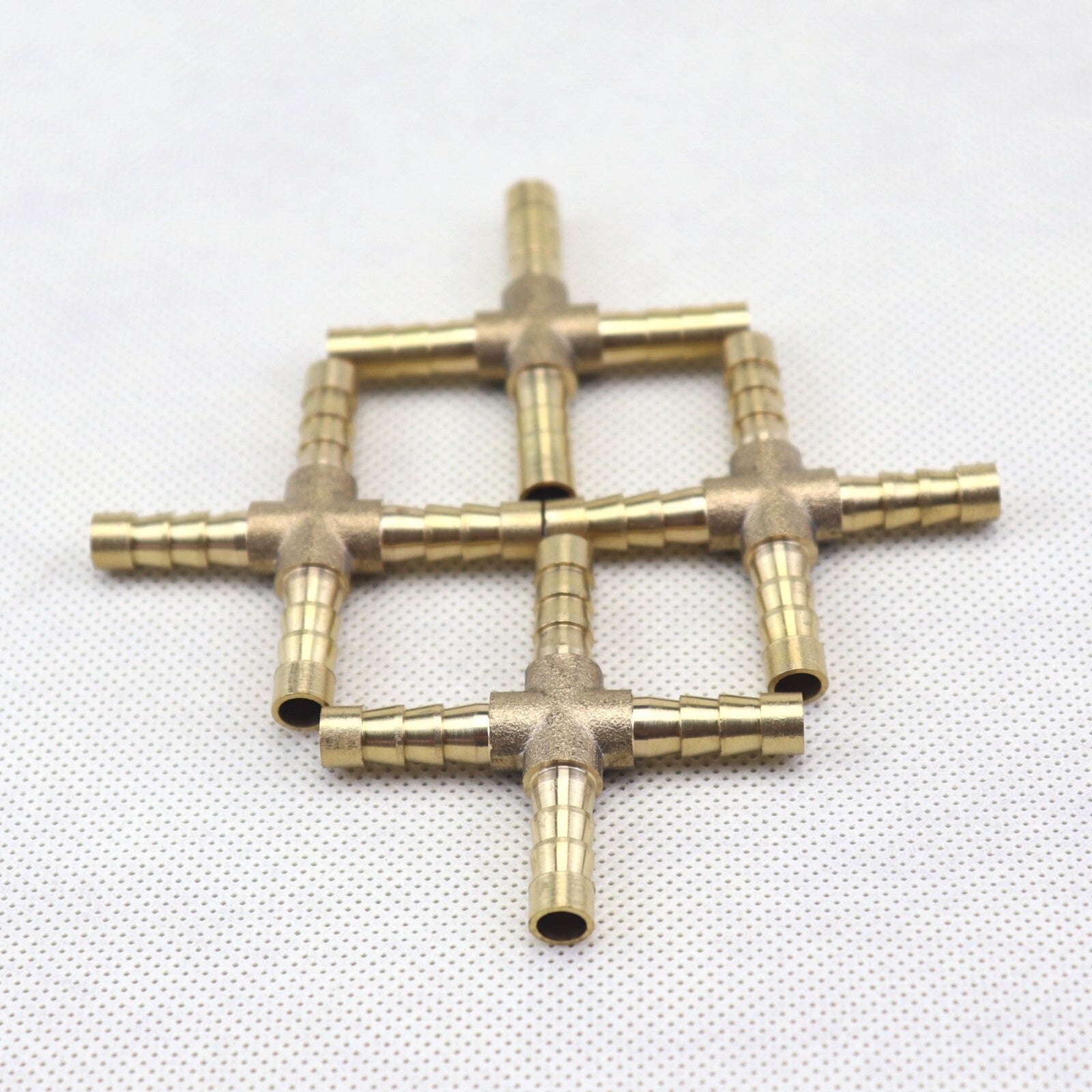 4PCS HOSE BARB 4 WAY Cross Brass Pipe Fitting Thread Gas Fuel Water Air1/4(6mm)