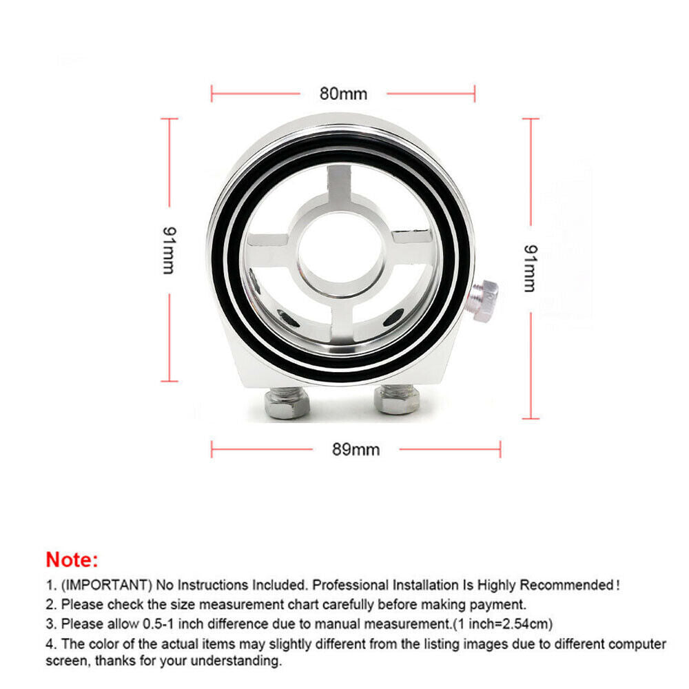Car Oil Filter Temp Pressure Cooler Gauge Sandwich Plate Adapter Sensor Silver Q