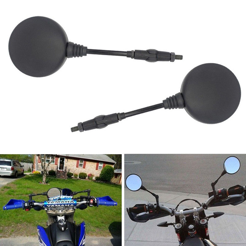 Universal motorcycle folding rearview mirror compatible with 10mm and 8mm threaded mirror bolts. n