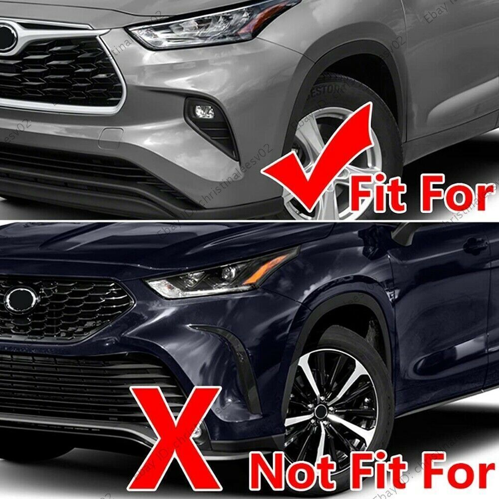 for Toyota Highlander 2020-23 Glossy black ABS Fog Light Lamp Molding Cover Trim