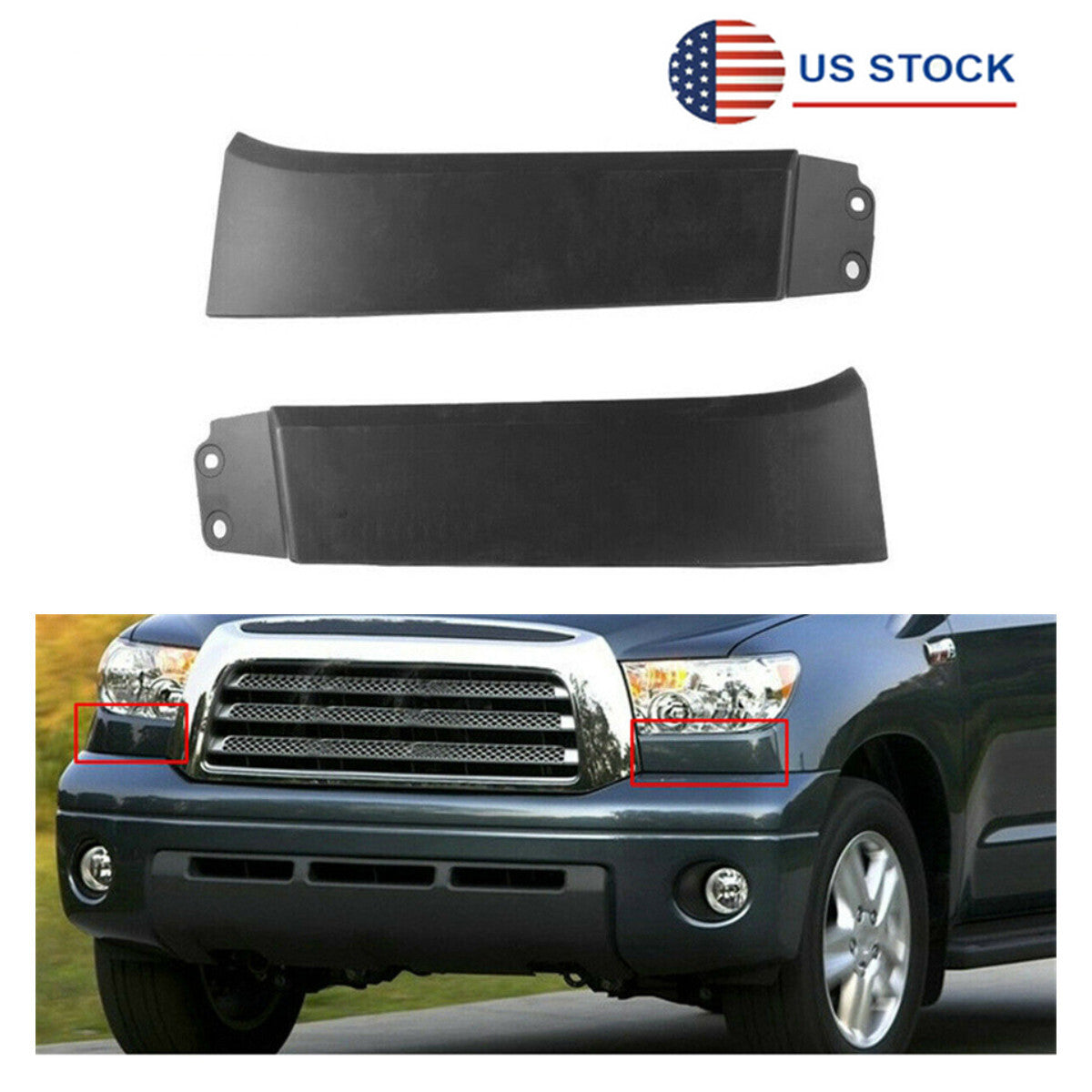 2Pcs Front Bumper Insert Under Headlight Cover Trim For Tundra Sequoia 2007-2013
