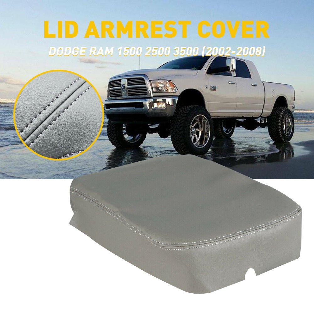 Leather Console Center Cover Armrest Gray 2002 - 08 for for Dodge for RAM 1500 2500 3500- v