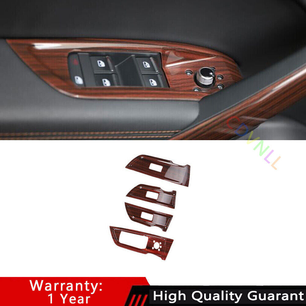 for Audi Q5 2018-24 Red Wood Grain Inner Glass Window Lifting Lock Panel Trim 4P
