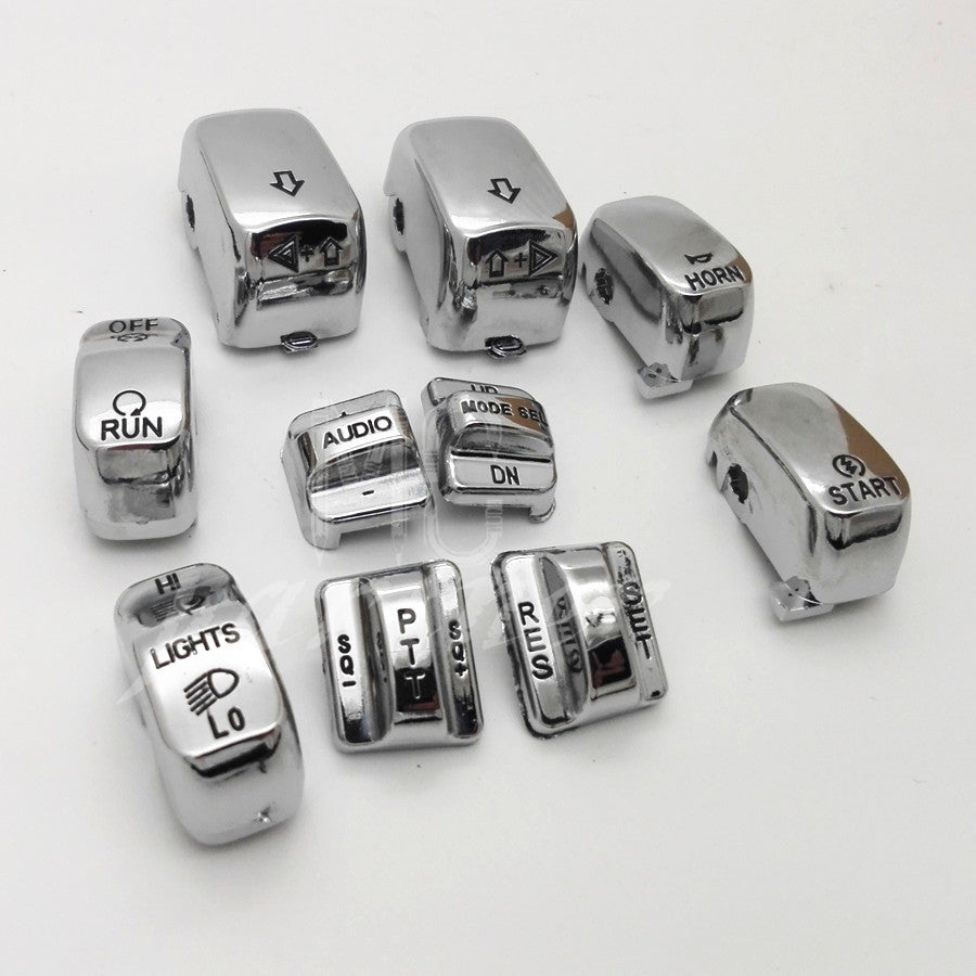 Chrome Carved Hand Control Switch Housing Buttons Cap Kit Fits for Harley 96-13 Q