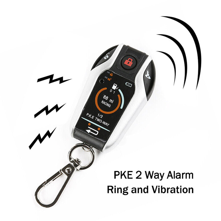 Motorcycle anti-theft scooter security alarm system, remote engine keyless dual-channel - n