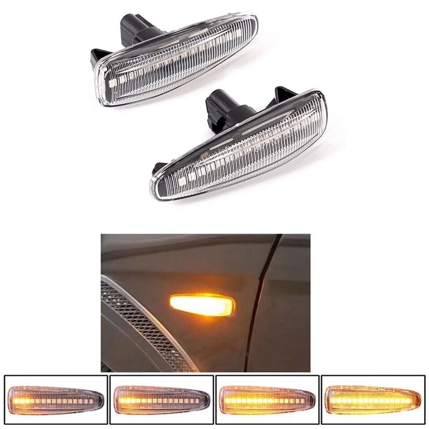 2Dynamic Turn Signal Side Marker Sequential Light For 14-19Mitsubishi Outlander n
