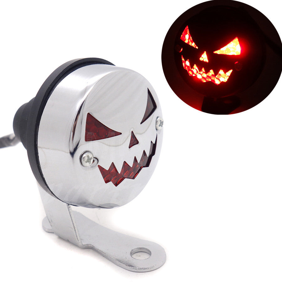 Chrome LED Vintage Pumpkin Tail Brake Rear Light For Cafe Bobber Cruiser Chopper Q