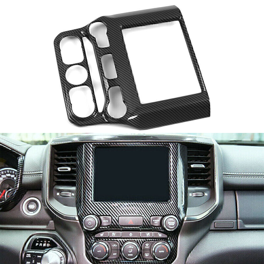 Carbon Fiber Dashboard Navigation Frame Cover Fit for Dodge for Ram 1500 2019-2020