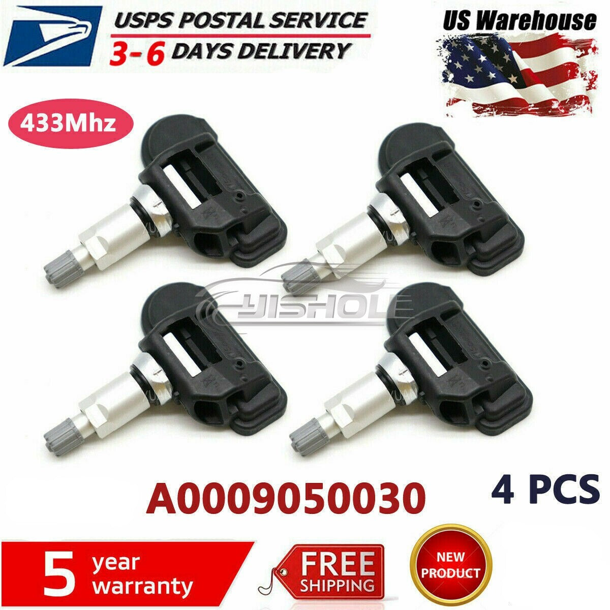 4PCS A0009050030 TPMS Tire Pressure Monitor Sensors 433MHz for Mercedes for Smart